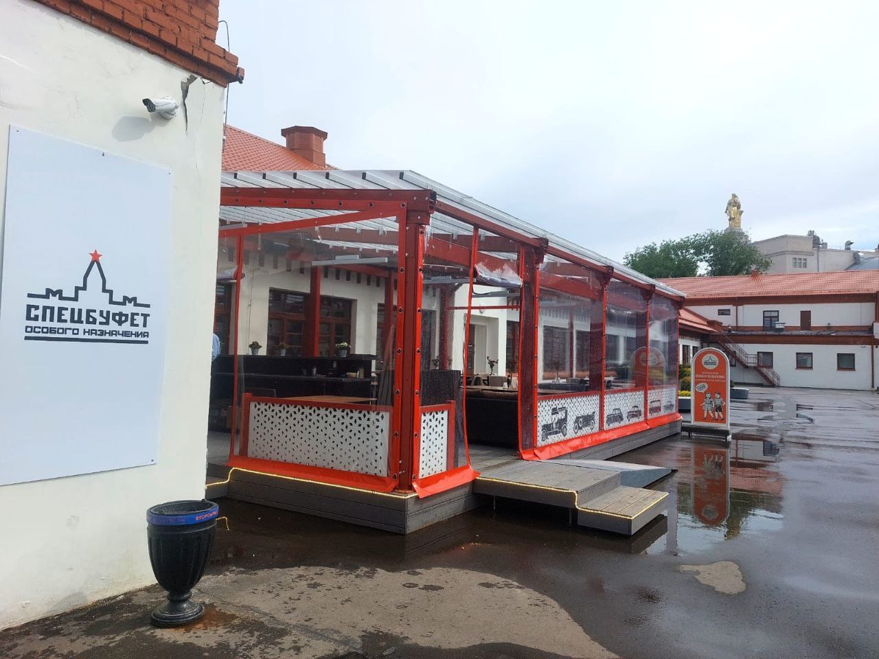 ПВХ шторы для летней террасы кафе в Новозавидовском